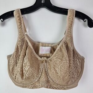 Breezies Bra Size 34DD 34E Jacquard Shine Underwire Support Beige